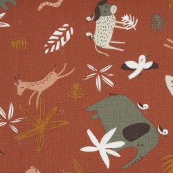 Printed Cotton GNOU Terracotta / Forest Multicolored